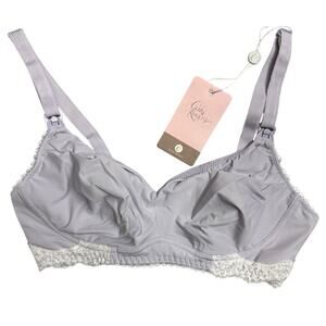 NWT Cake Lingerie Maternity Wireless Nursing Bra Plum Melba Purple Unlined 36E
